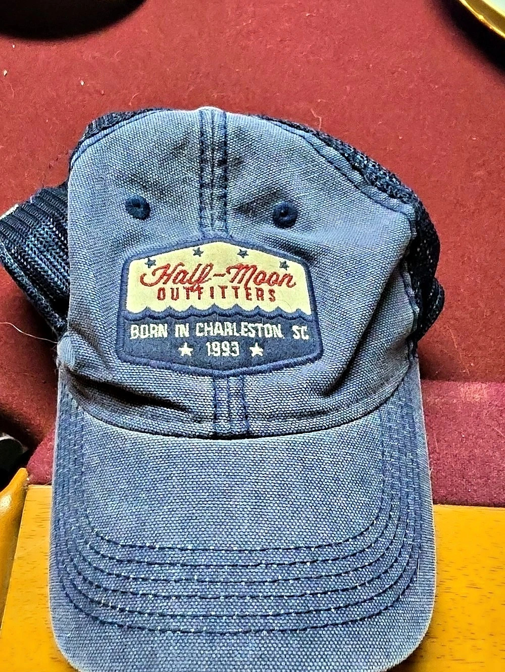 Half-Moon Outfitters Vintage-Inspired Mesh Trucker Hat in Blue & Black